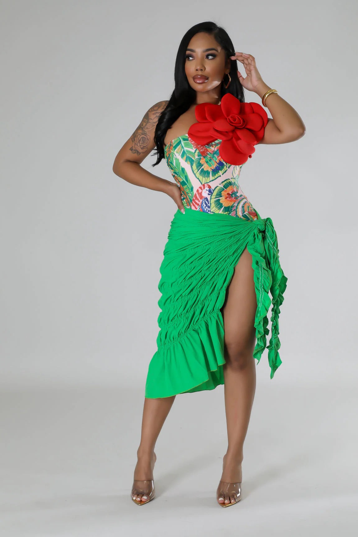 Island Rumba Cover Skirt Green - FINAL SALE - Ali’s Couture 