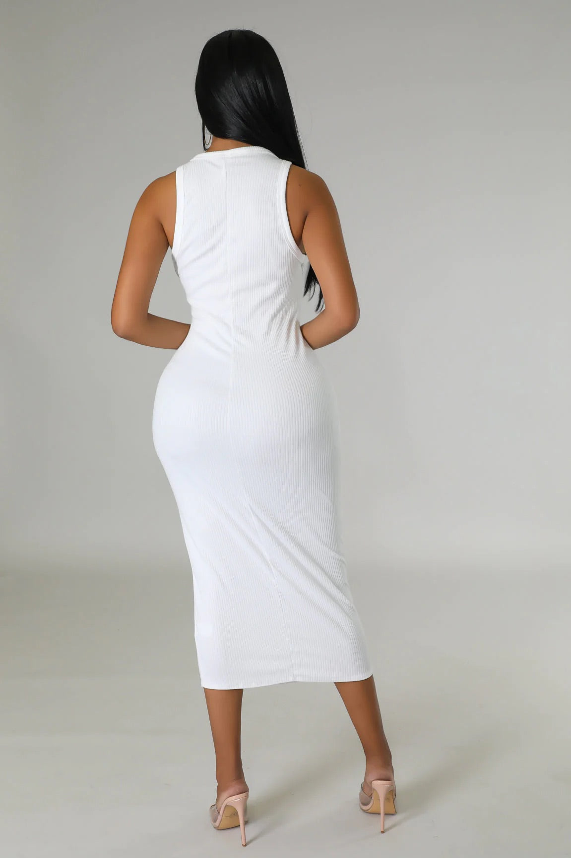 Simple Pleasures Ribbed Midi Dress White - Ali’s Couture 