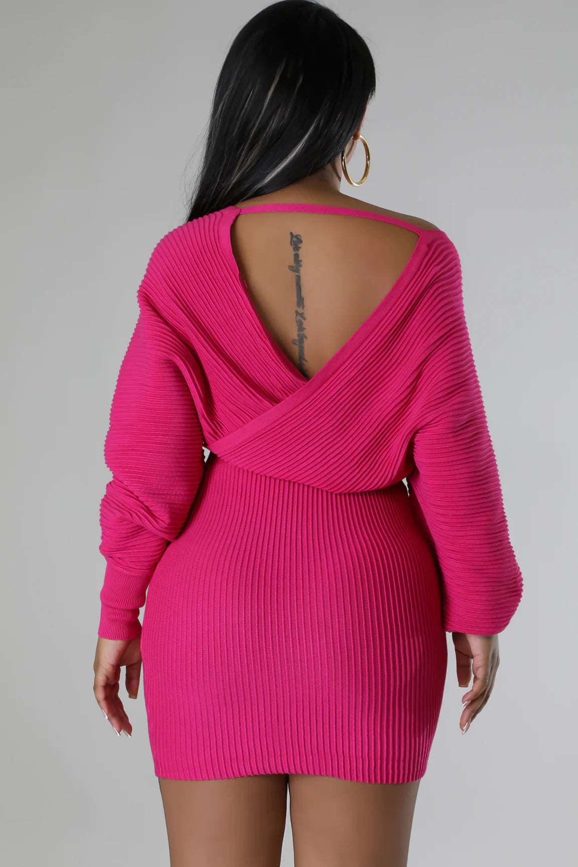 Sweetheart Ribbed Mini Dress Fuchsia - Ali’s Couture 