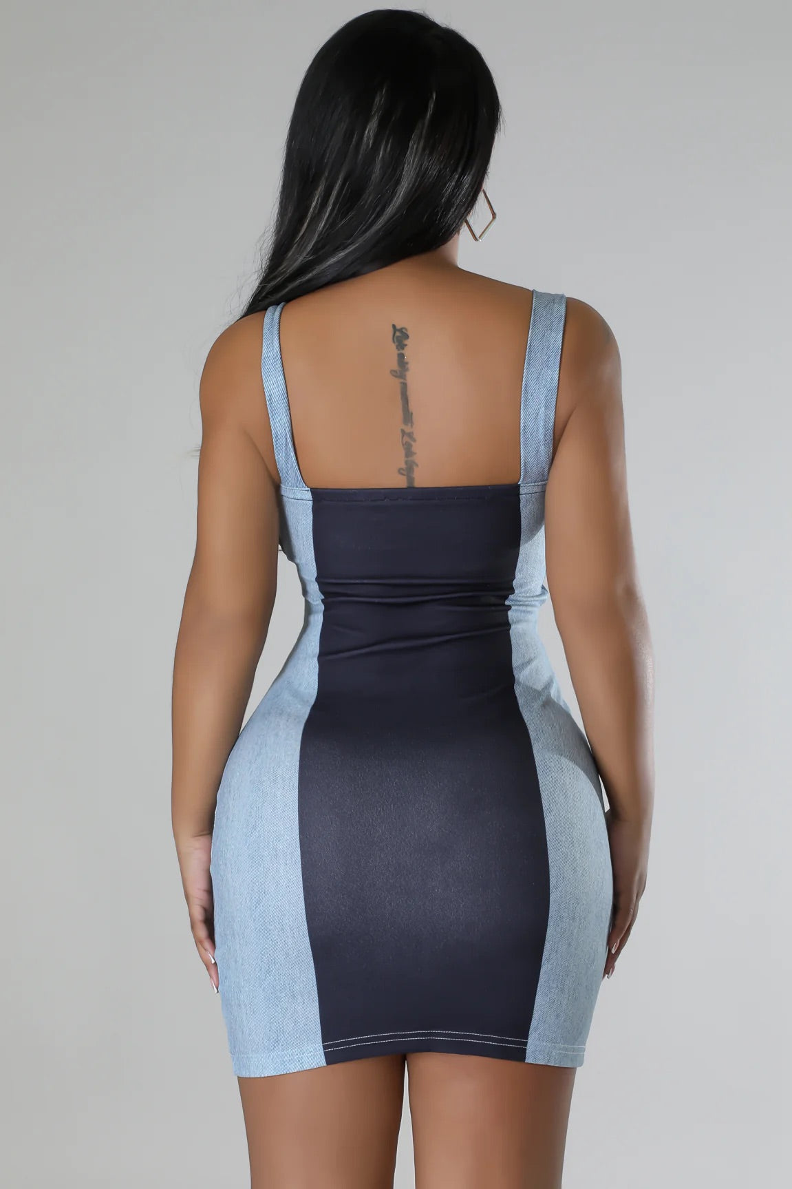 Junia Denim Print Mini Dress Light Blue - Ali’s Couture 