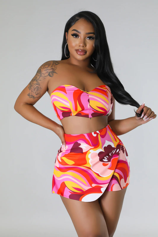 Maui Love Printed Short Set Multi Pink - Ali’s Couture 
