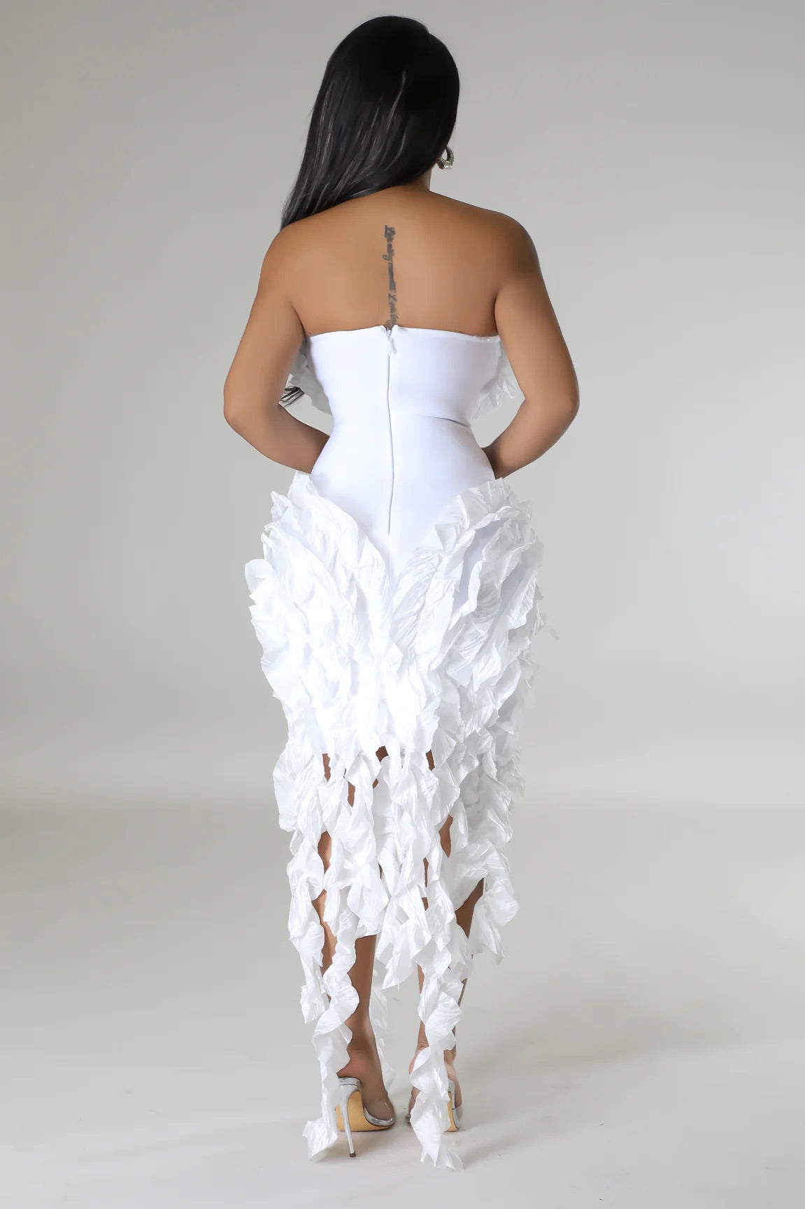 Talulla Ruffle Midi Dress White - Ali’s Couture 