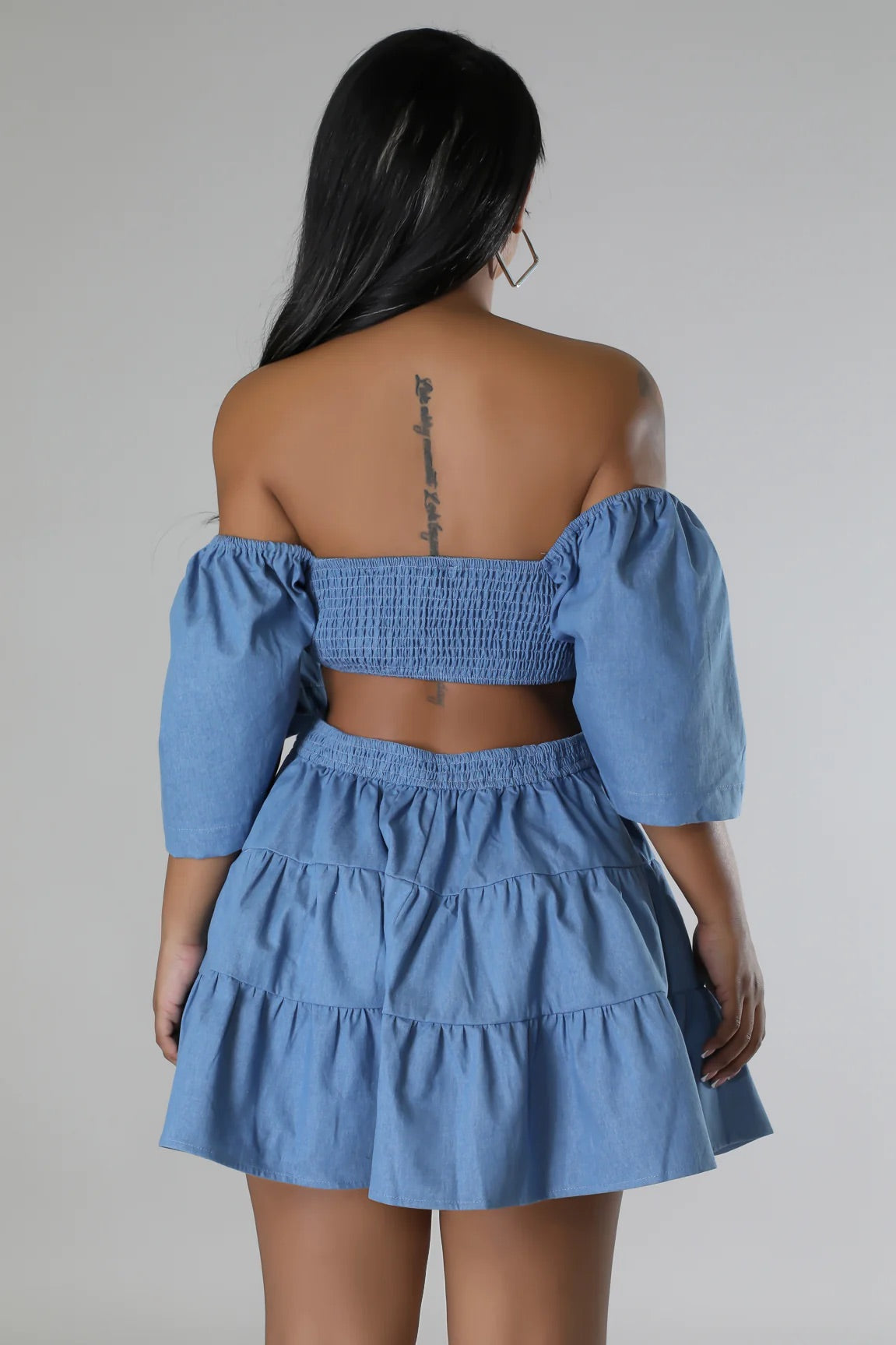 Jesse Cutout Mini Dress Denim Blue - Ali’s Couture 