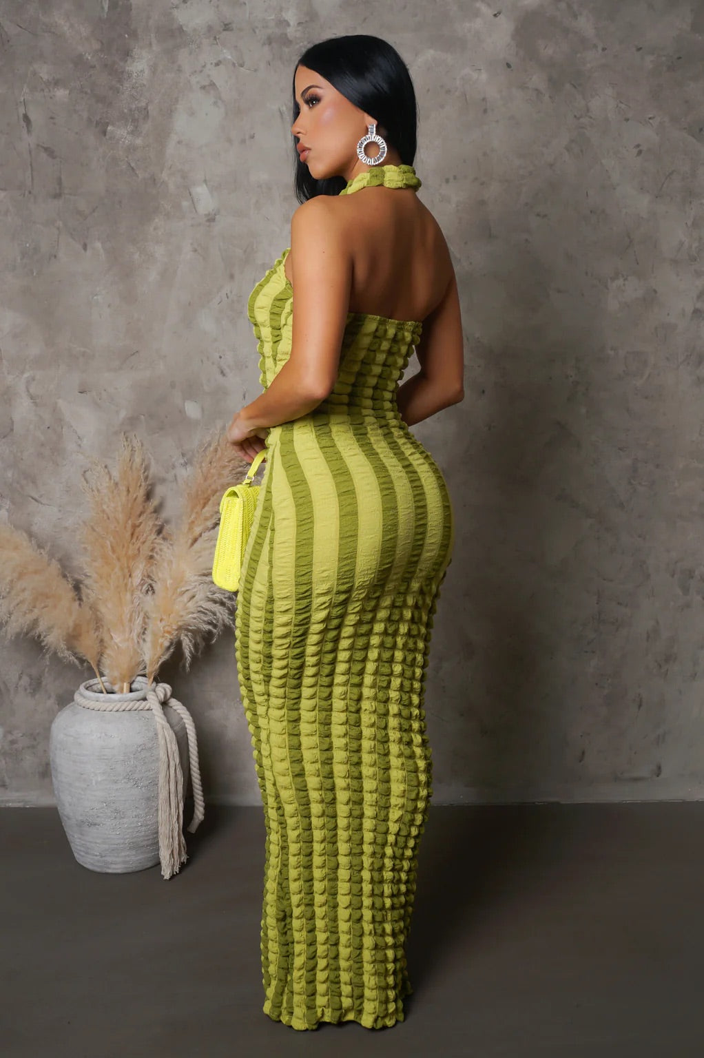 Fabiana Bubble Maxi Dress Green - Ali’s Couture 