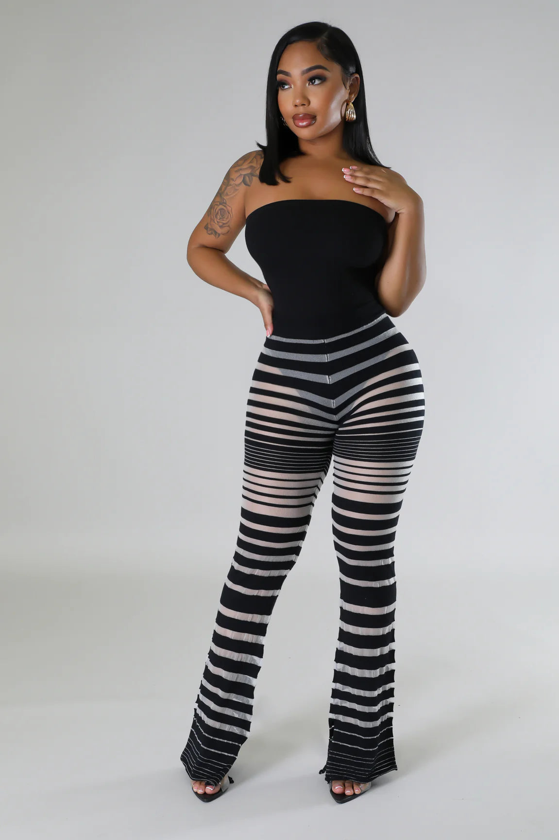 Between The Lines High Waisted Pants Black - Ali’s Couture 