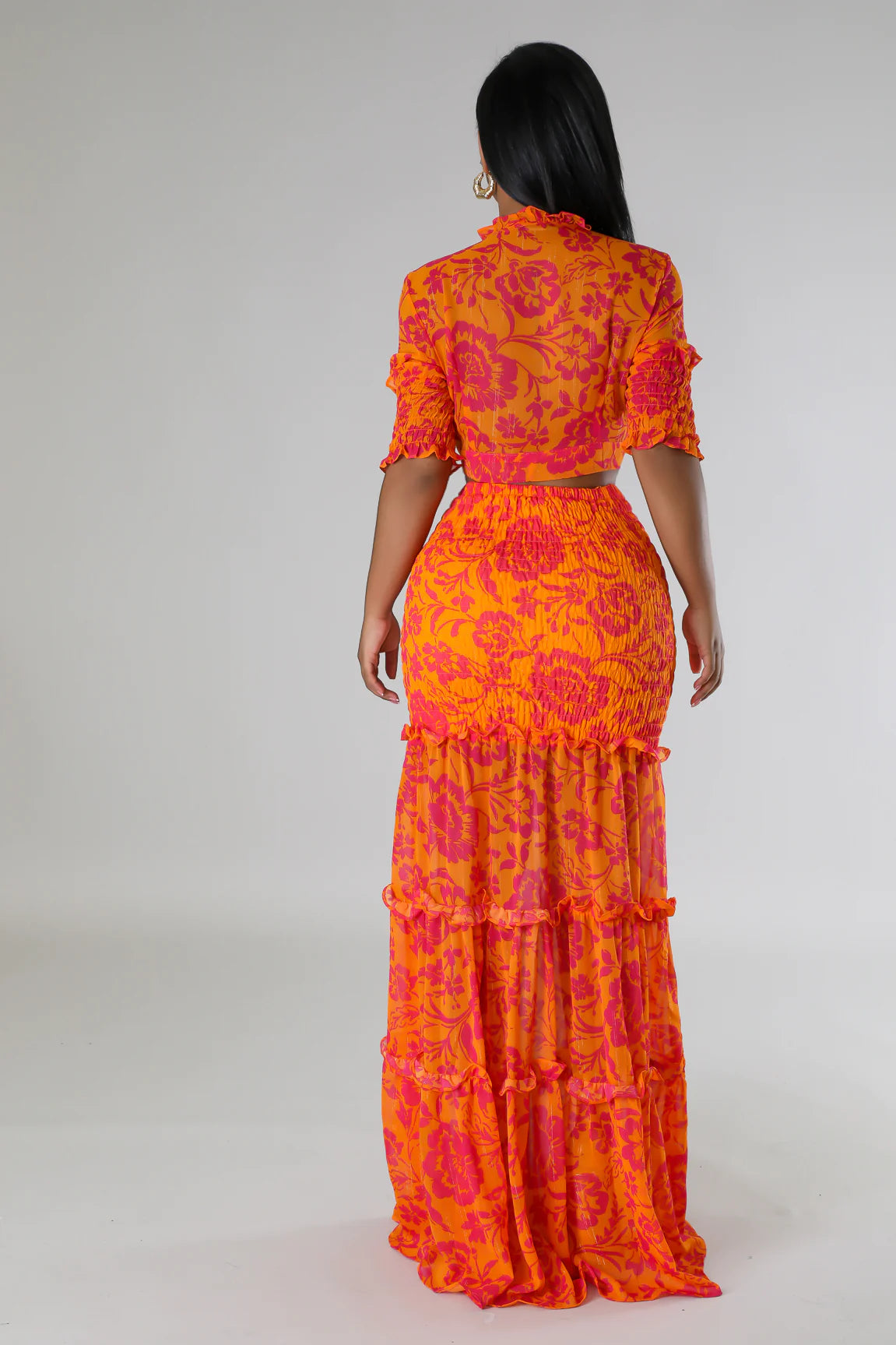 When In Greece Skirt Set Multi Orange - Ali’s Couture 