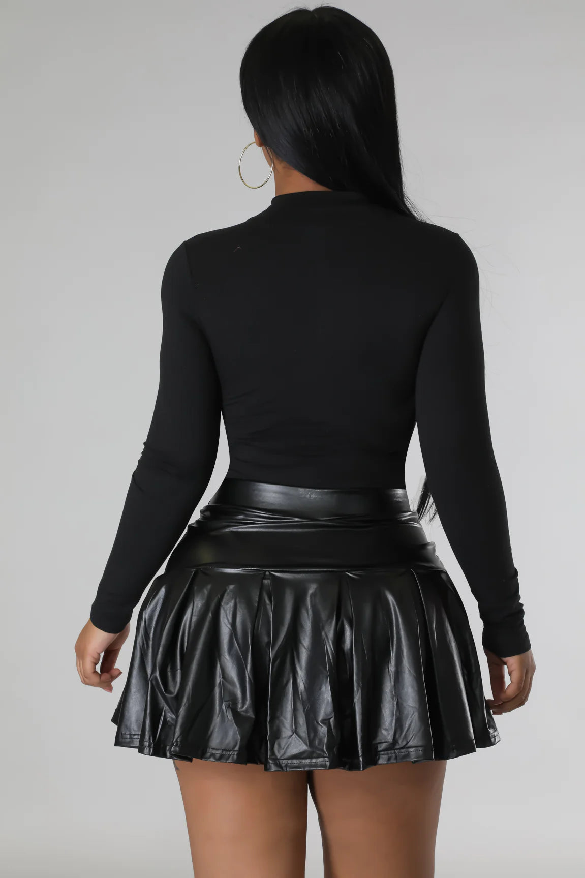 River High Faux Leather Skirt Set Black - Ali’s Couture 