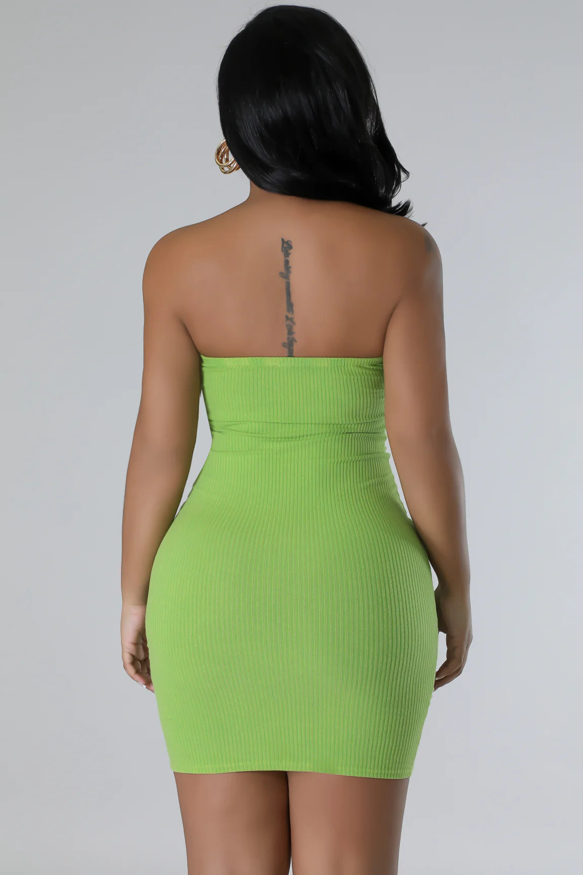 Siann Ribbed Mini Dress Lime - Ali’s Couture 