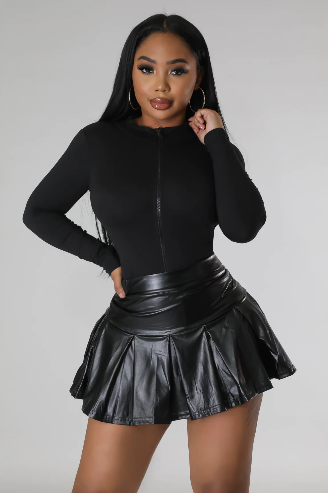 River High Faux Leather Skirt Set Black Ali s Couture Ali s Couture
