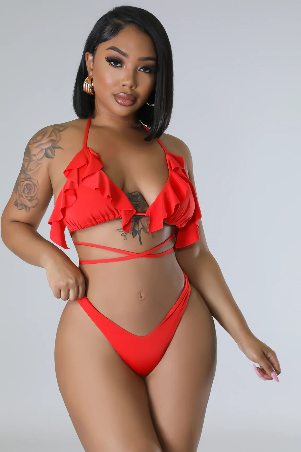 Endless Summer Three Piece Swim Set Sun Red - Ali’s Couture 