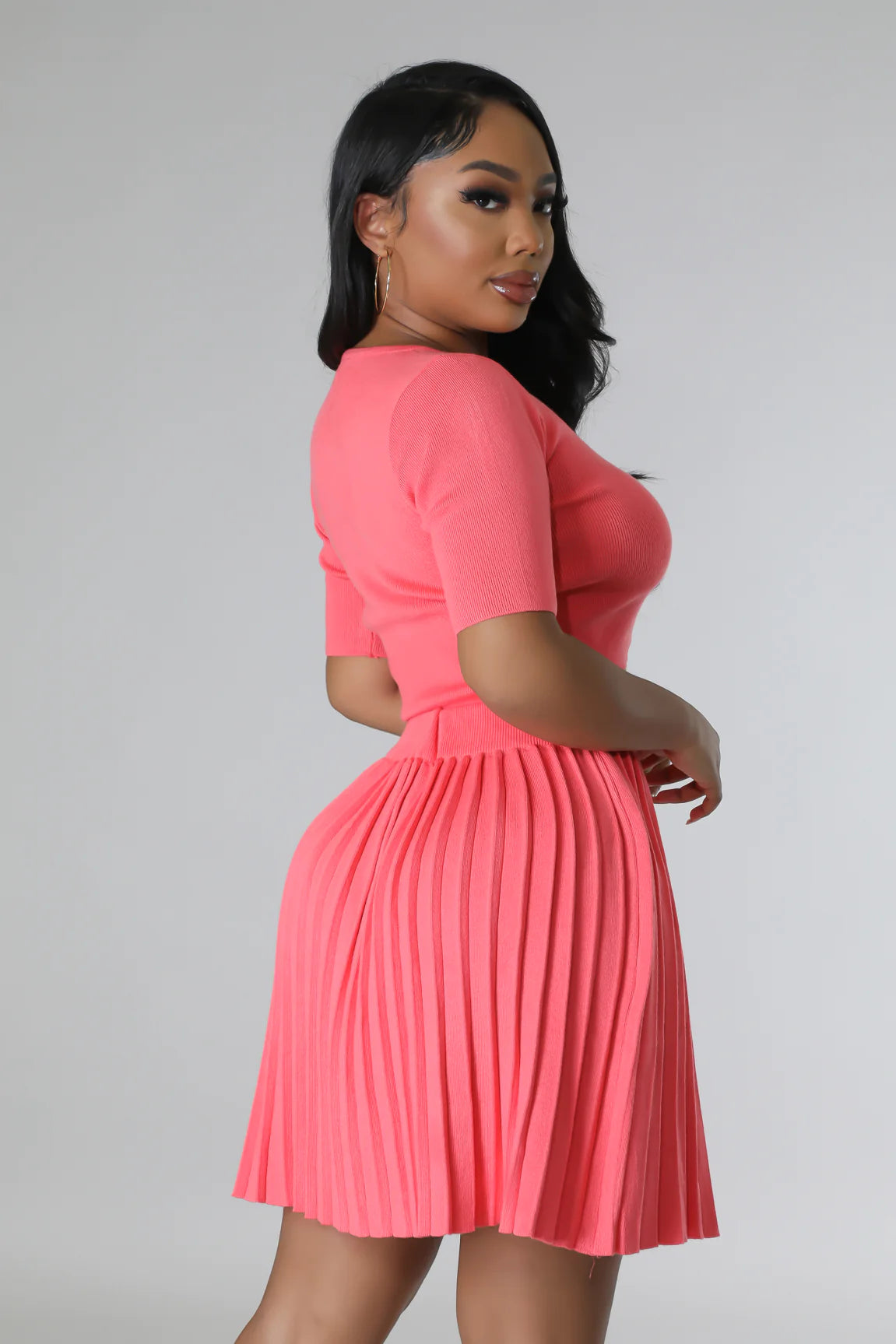 Summer In The Hamptons Mini Skirt Set Coral - Ali’s Couture 