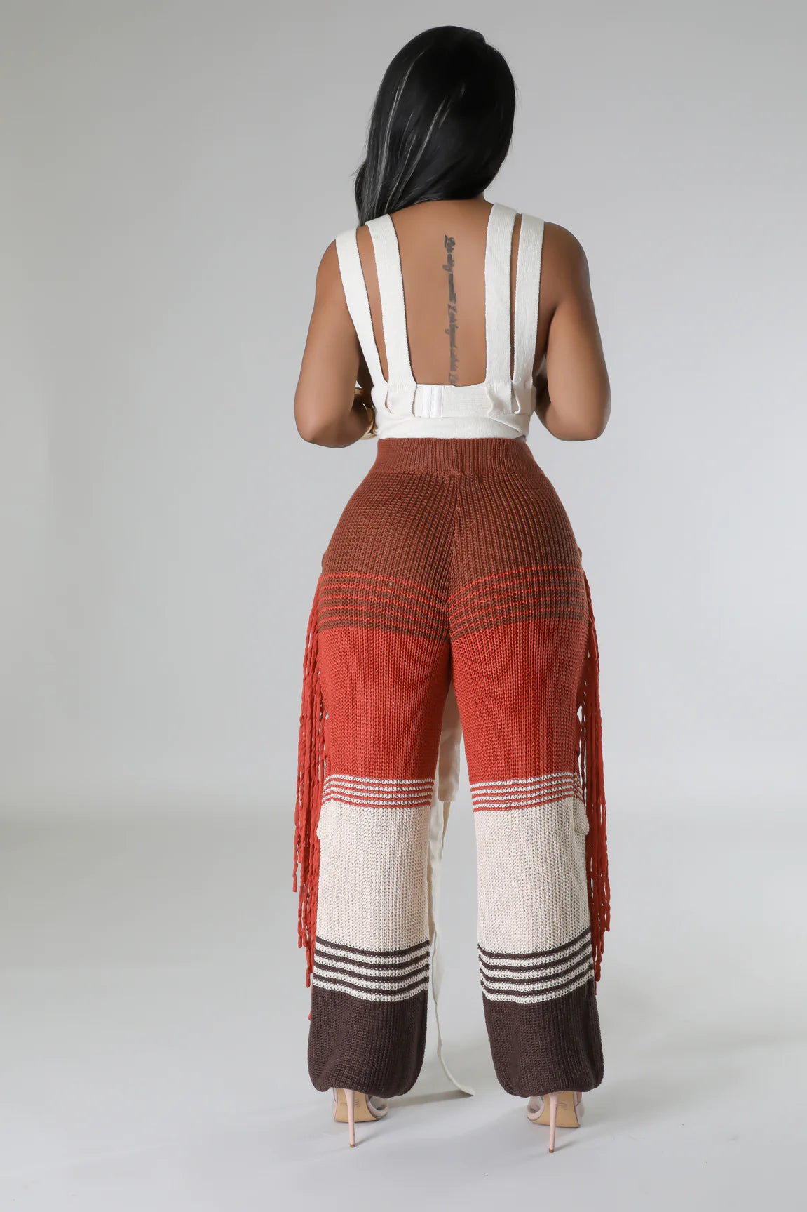 Savanna Boho Fringe Pants Multi Rust - Ali’s Couture 