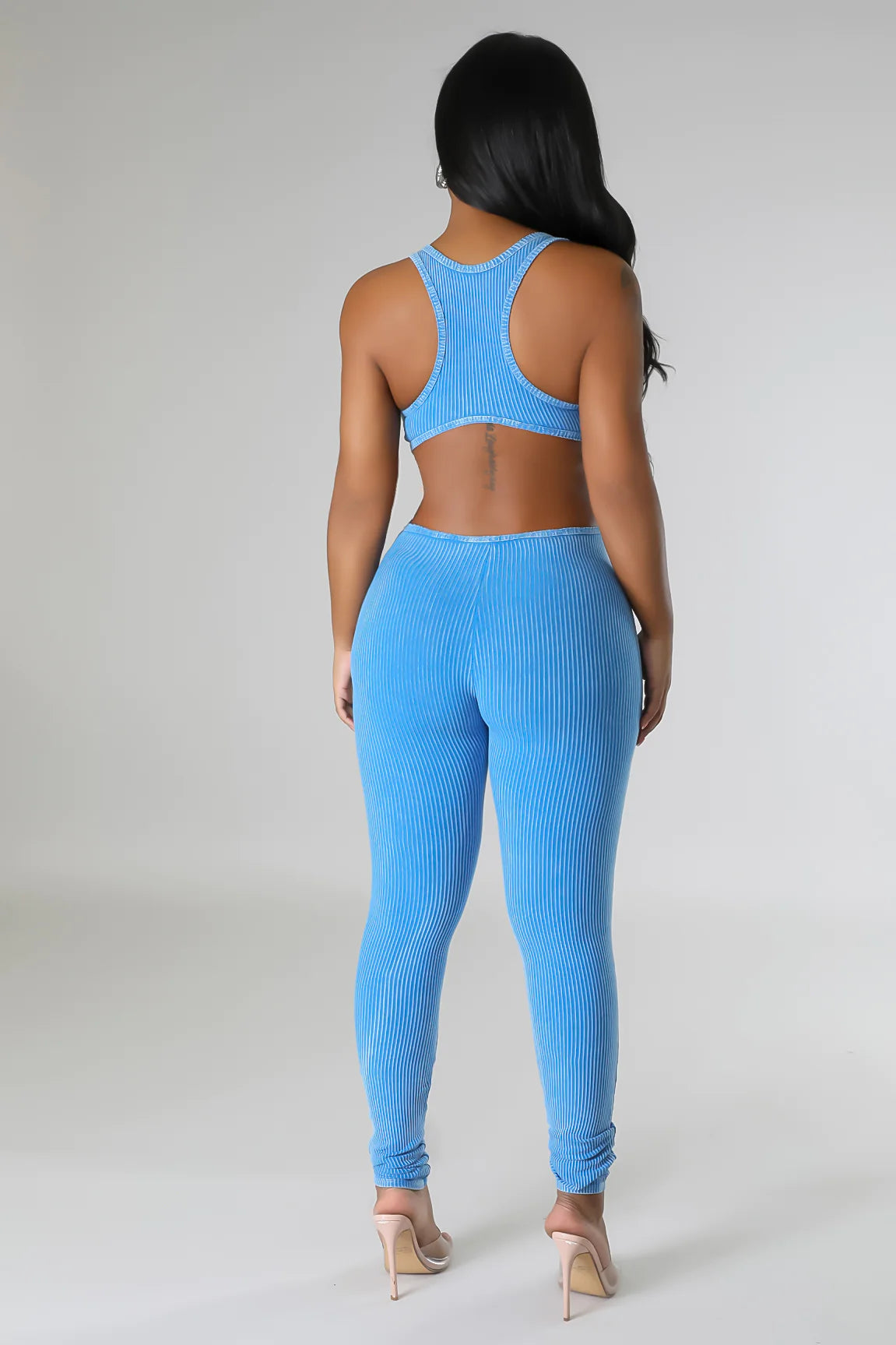 Jonae Ribbed Jumpsuit Blue - Ali’s Couture 