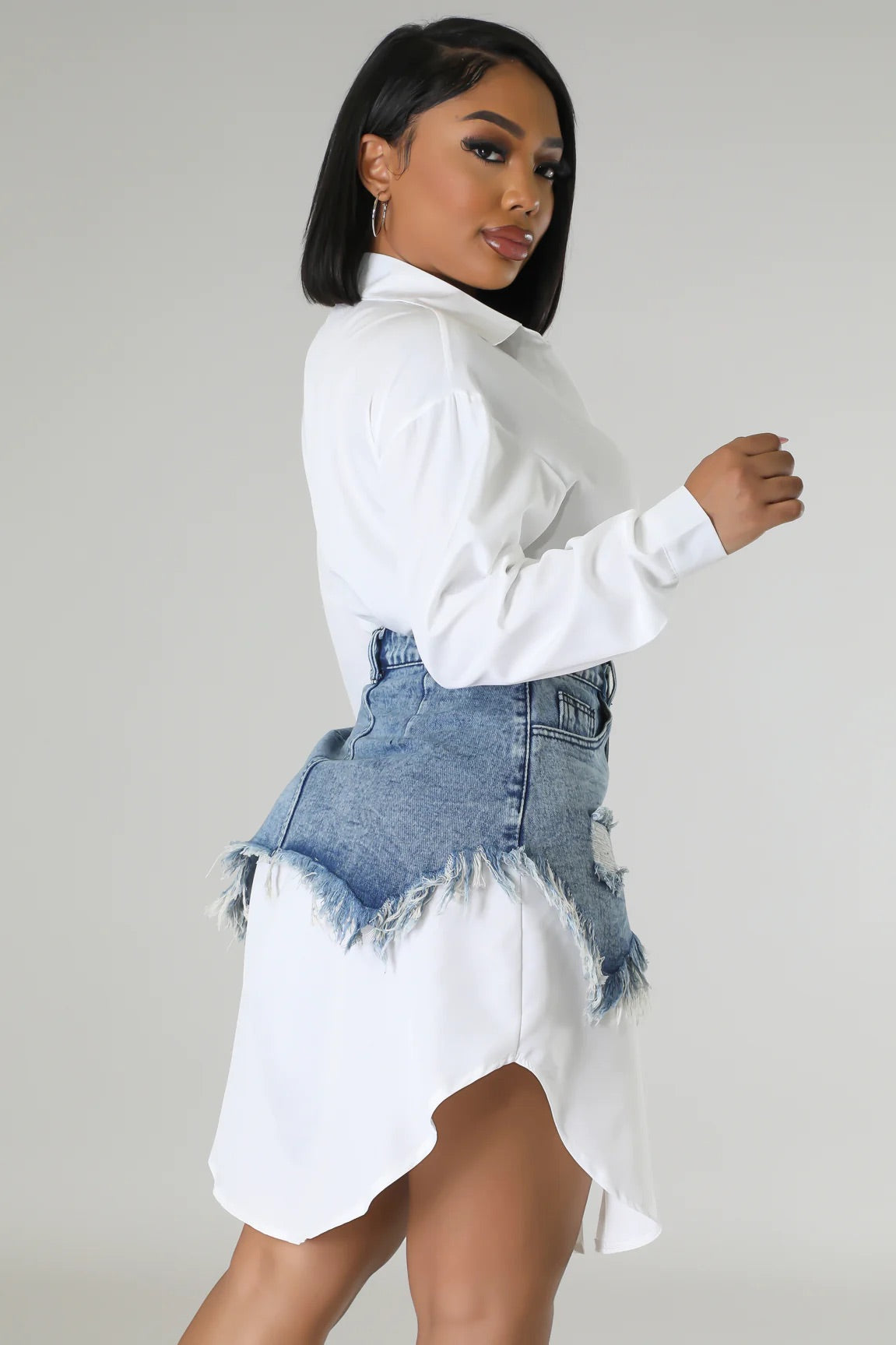 Remi Denim Midi Dress Set White - Ali’s Couture 