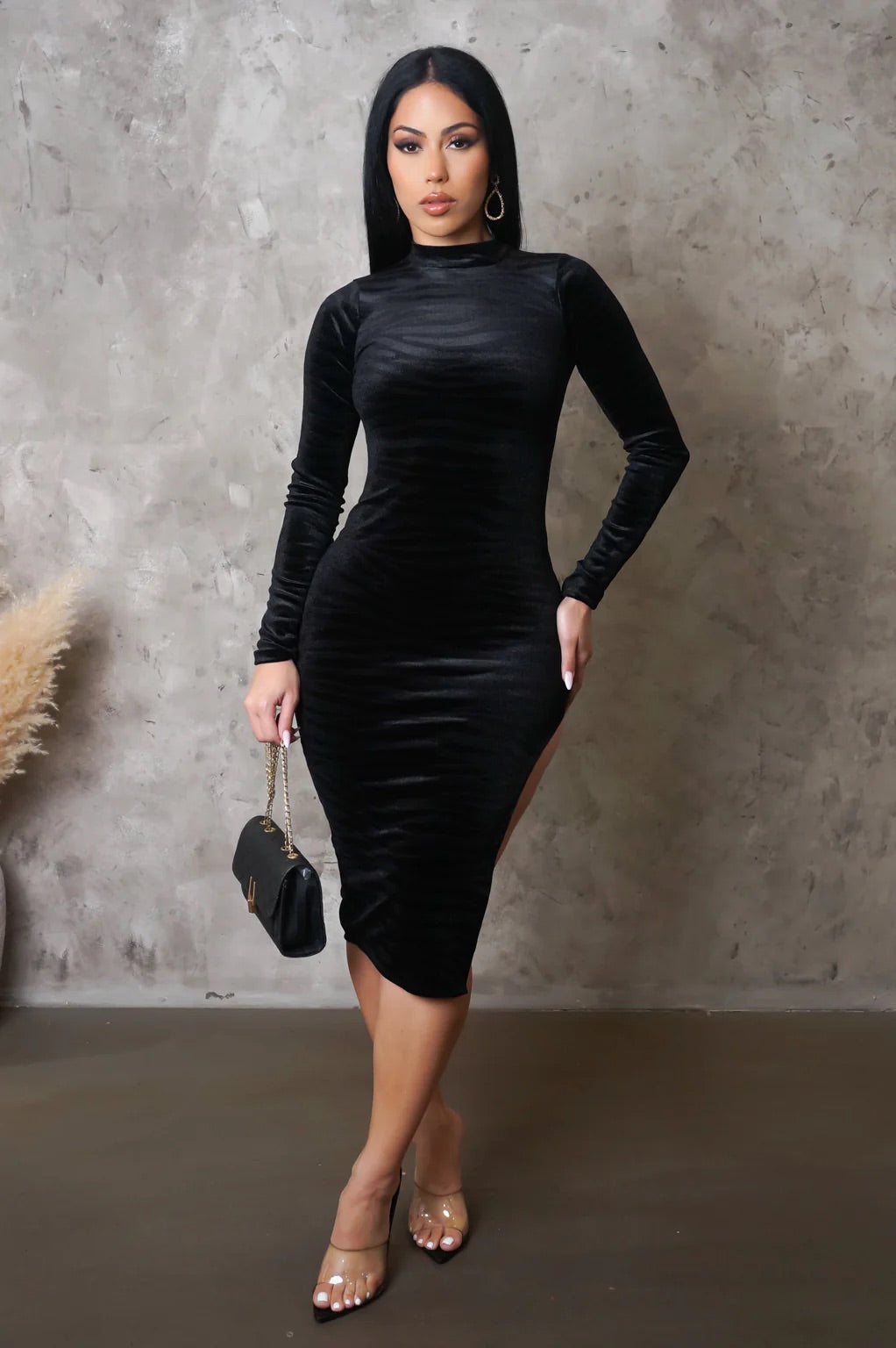 Skai Printed Midi Dress Black - Ali’s Couture 