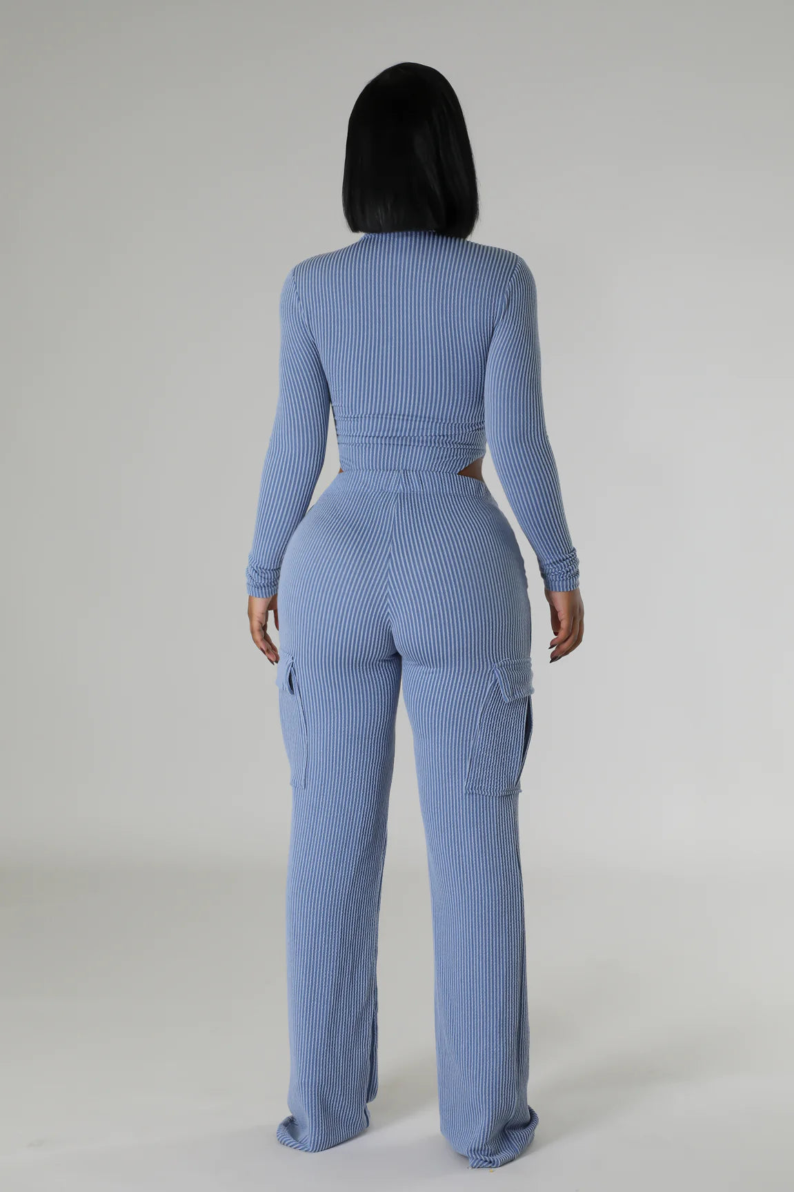 Chic Comfort Bodysuit Pant Set Denim Blue - Ali’s Couture 