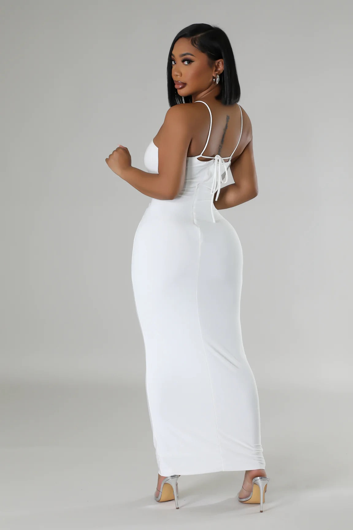 Asha Rose Midi Dress Off White - Ali’s Couture 
