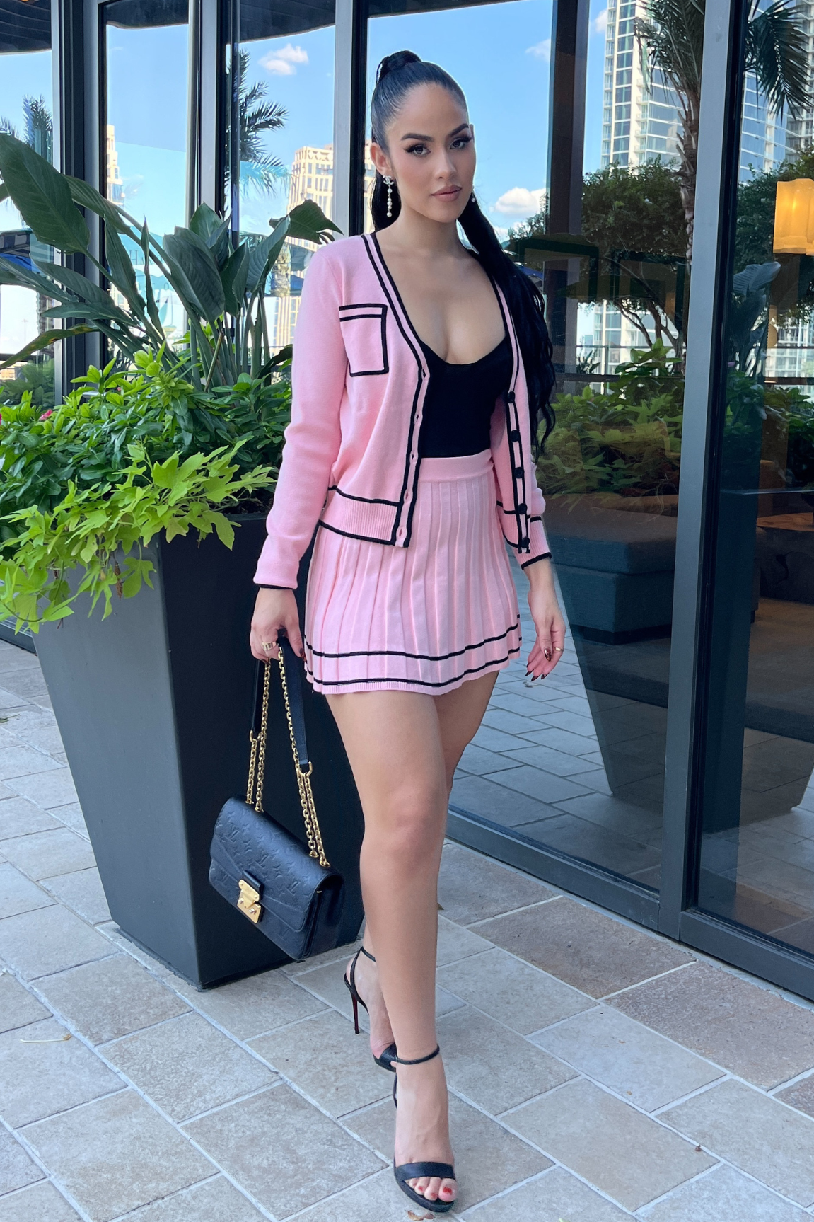 Kourtney Mini Skirt Set Pink - Ali’s Couture 