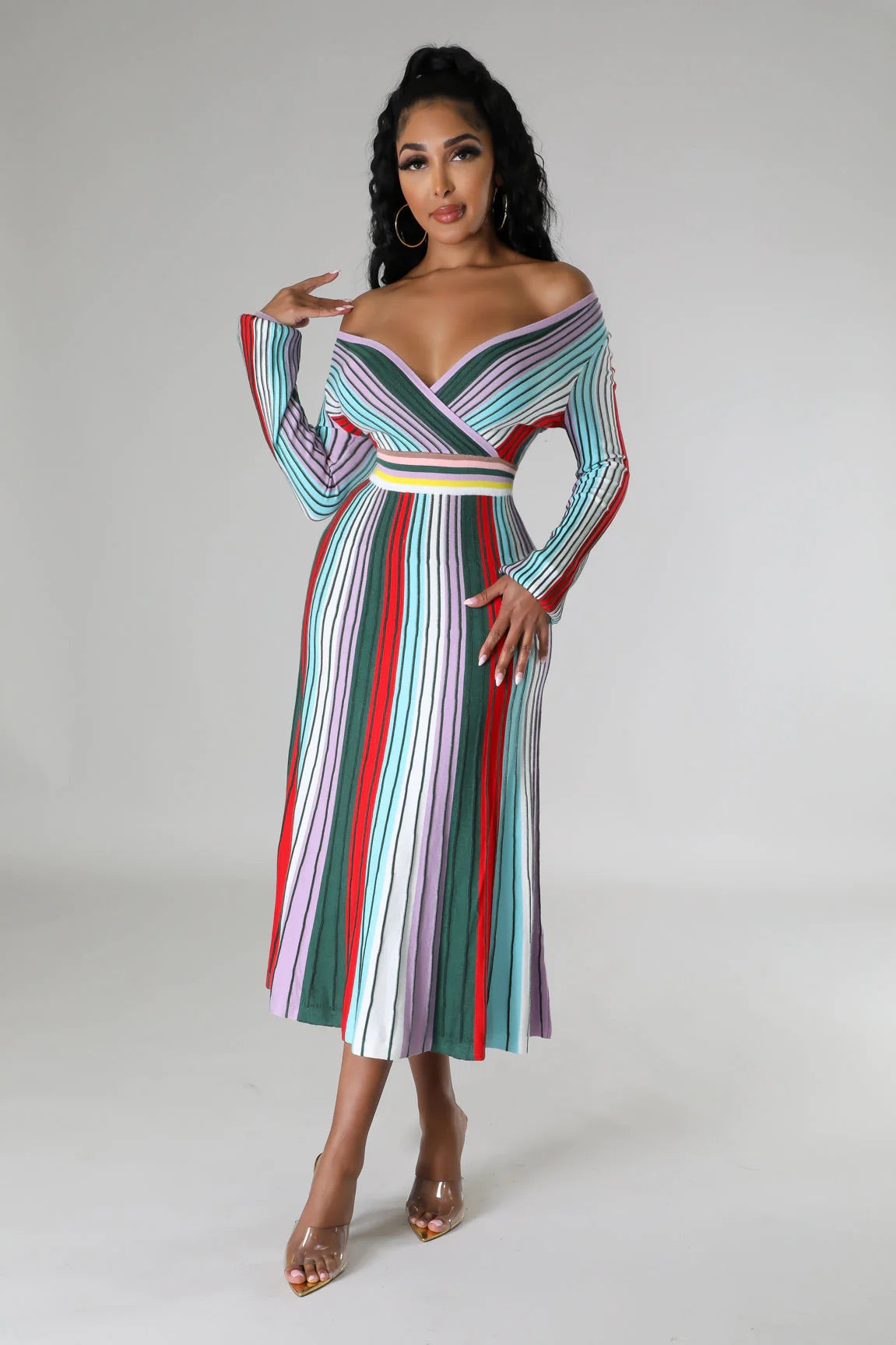 Mischa Striped Midi Dress Multicolor - Ali’s Couture 