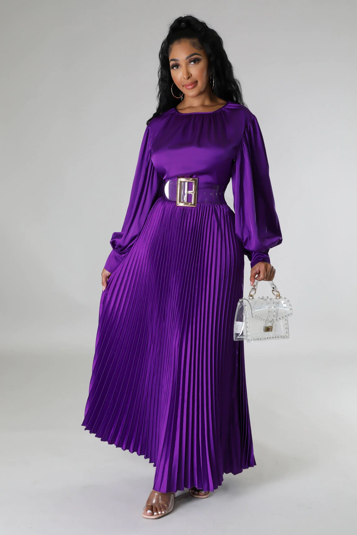 Endless Romance Satin Pleated Maxi Dress Violet | Alis Couture, Small Endless Romance Satin Pleated Maxi Dress Violet | Alis Couture, Small