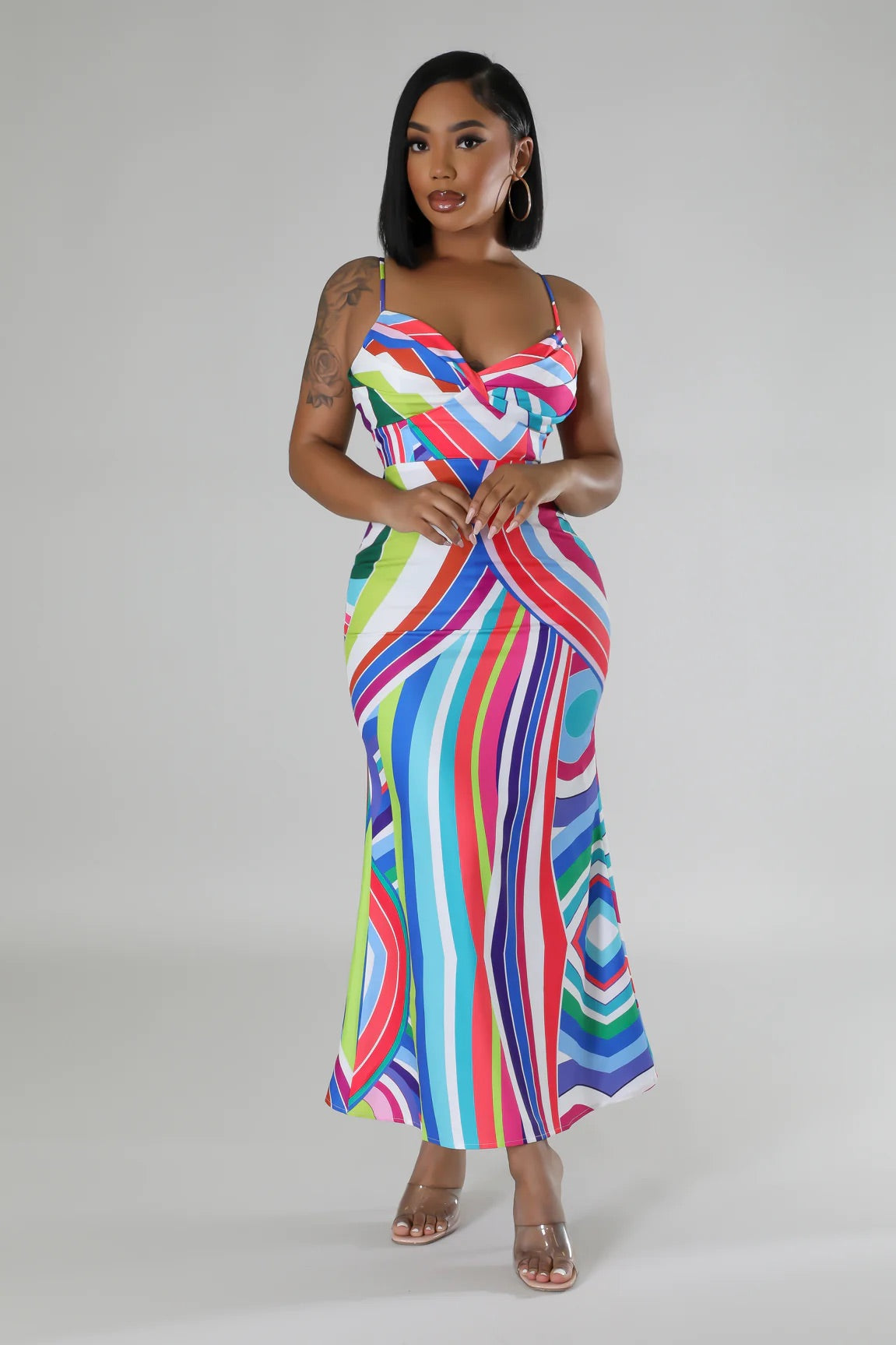 Deena Abstract Midi Dress Multicolor - Ali’s Couture 