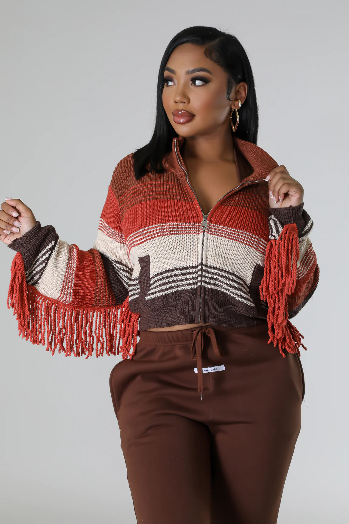 Savanna Fringe Jacket Rust - Ali’s Couture 