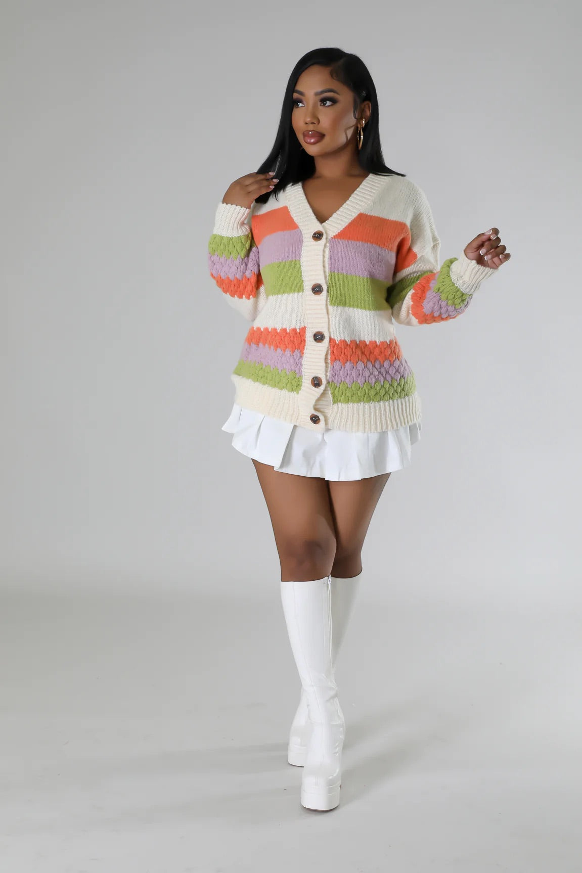 Spring Fair Knit Cardigan Multicolor - Ali’s Couture 