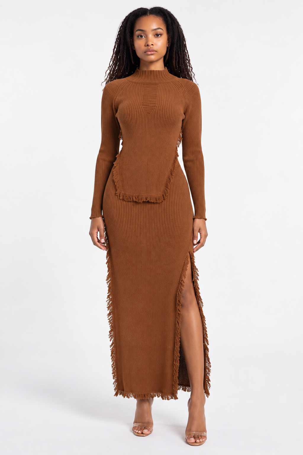 Ophelia Sweater Skirt Set Brown - Ali’s Couture