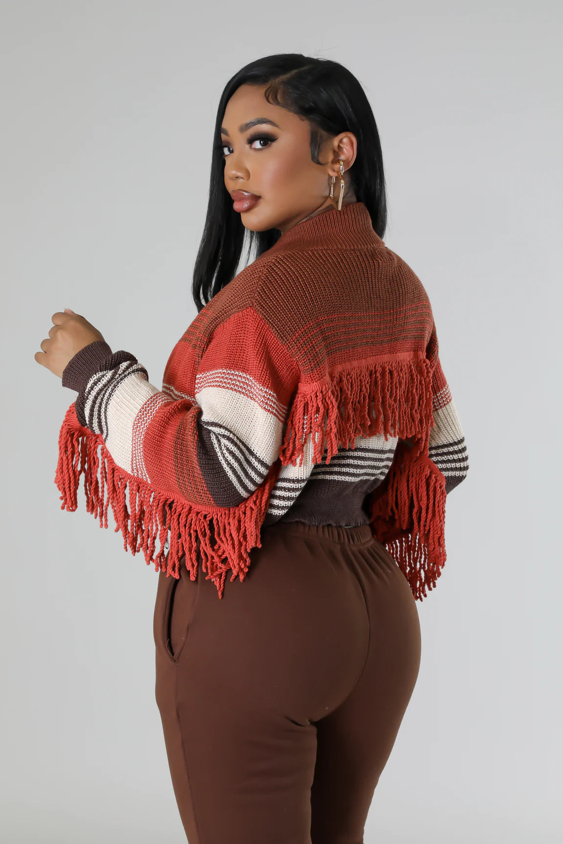 Savanna Fringe Jacket Rust - Ali’s Couture 