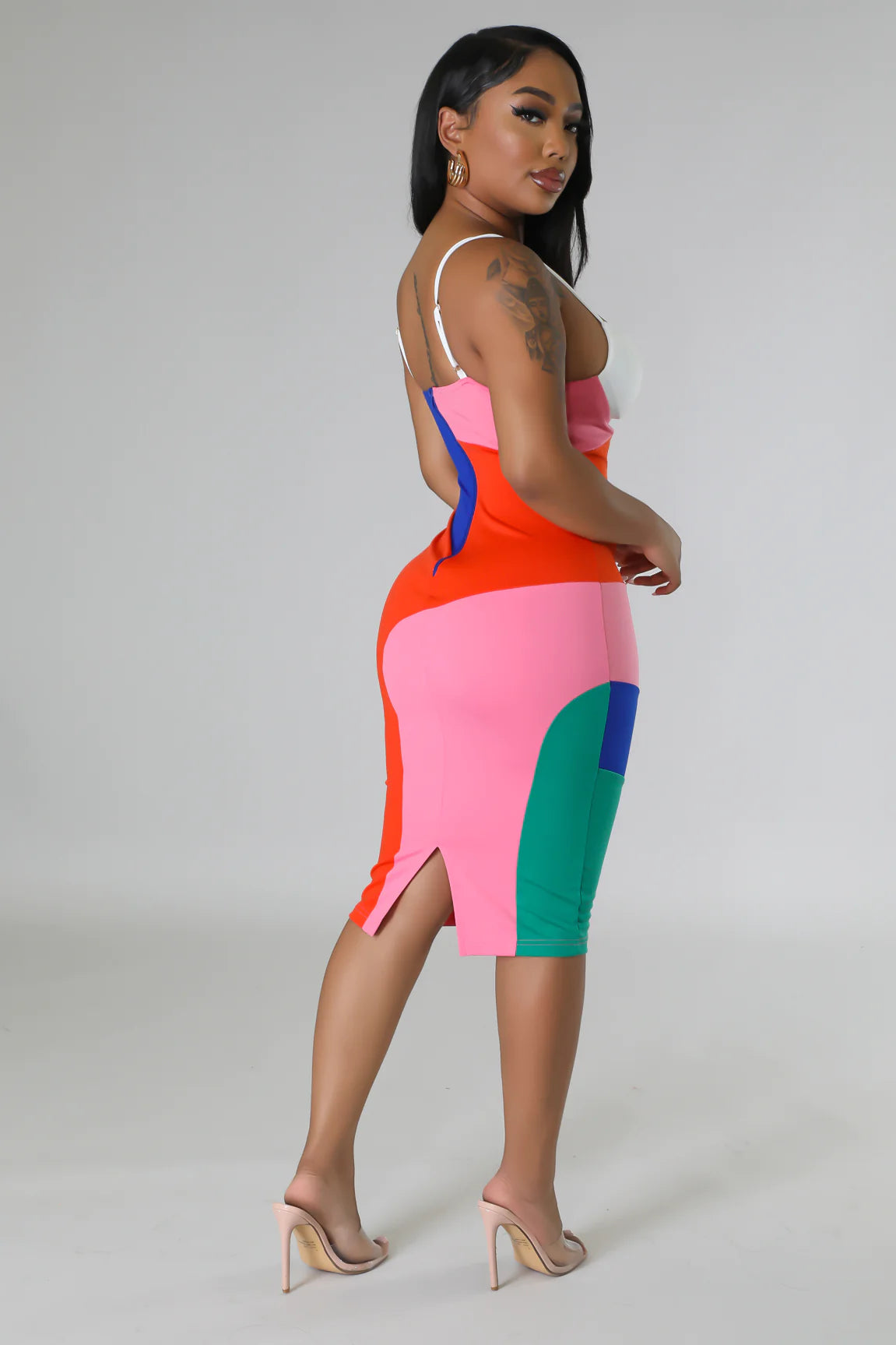 Fine Art Colorblock Midi Dress Multicolor - Ali’s Couture 