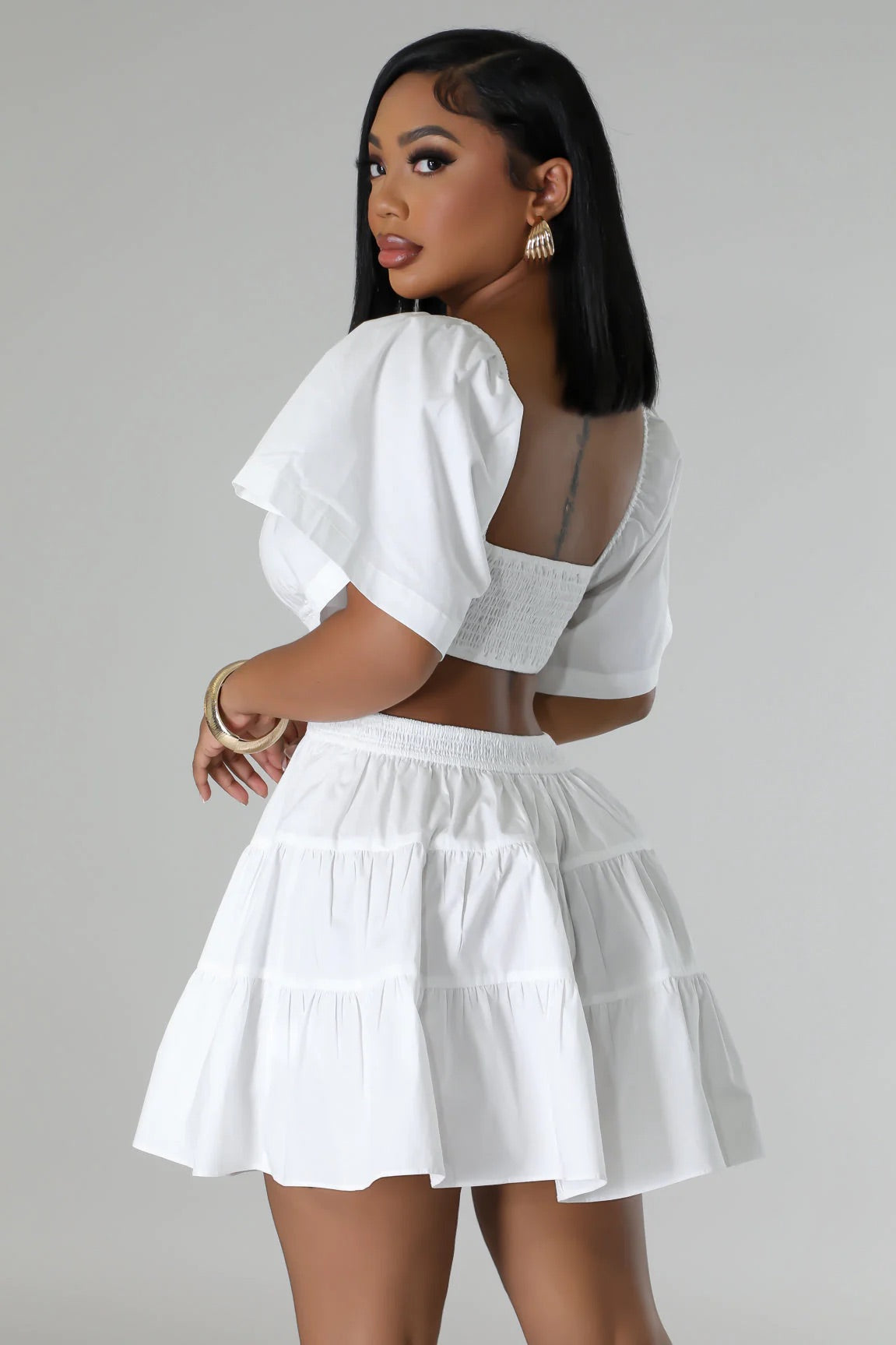 Jesse Cutout Mini Dress White - Ali’s Couture 
