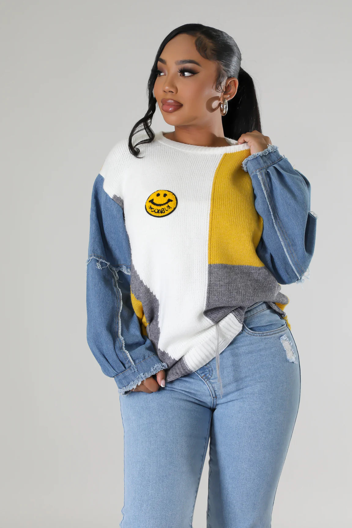 All Smiles Sweater Multi Yellow - Ali’s Couture 
