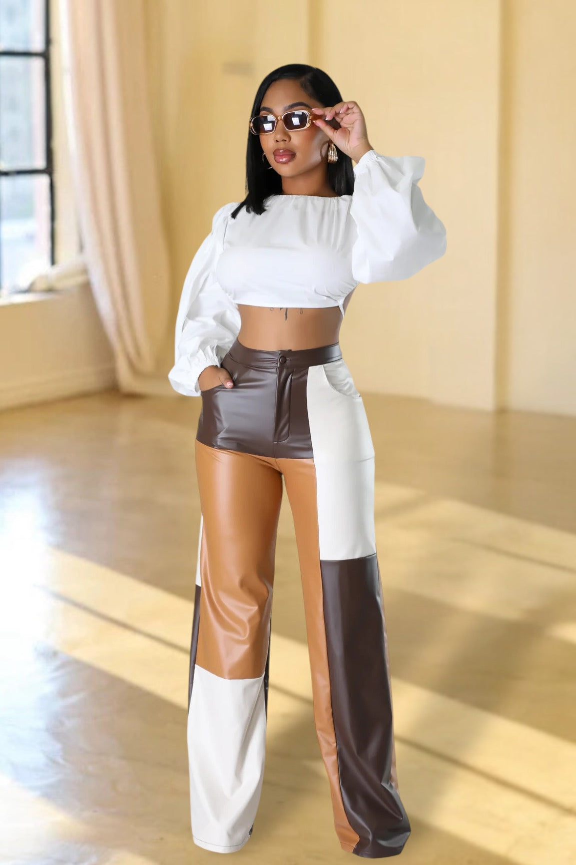 Round The Block Faux Leather Pants Brown - Ali’s Couture 