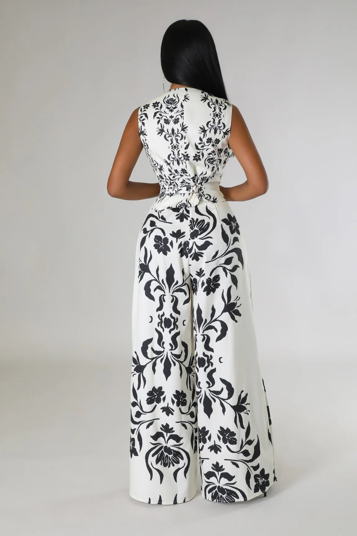 Enva Flora Pant Set Ivory Black - Ali’s Couture