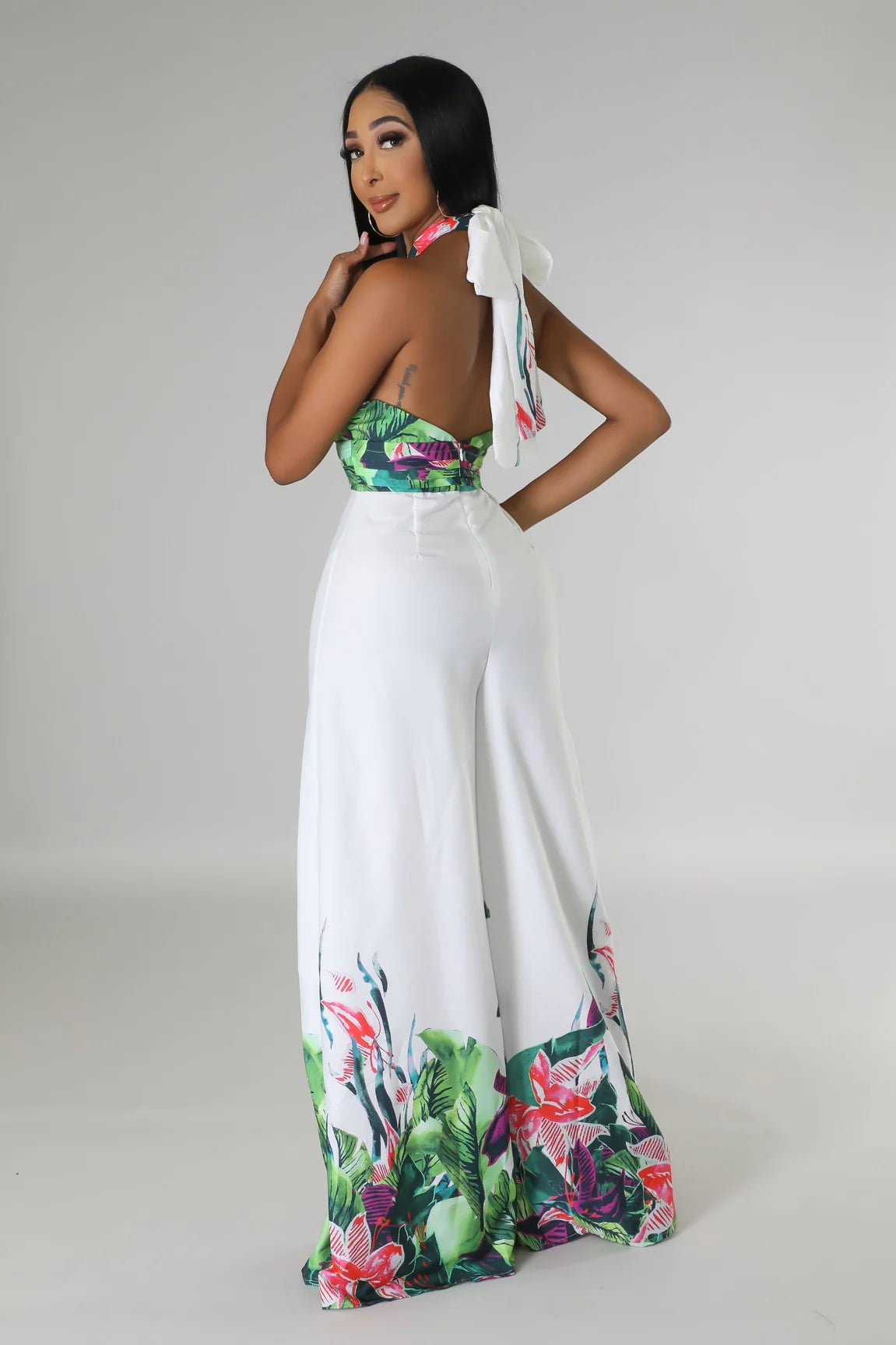 Janiva Floral Jumpsuit Multi White - Ali’s Couture