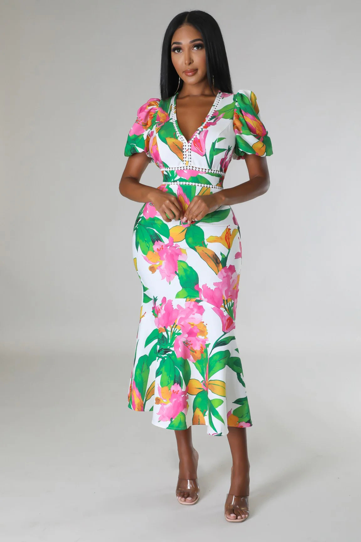 Blooming Beauty Floral Midi Dress Multicolor
