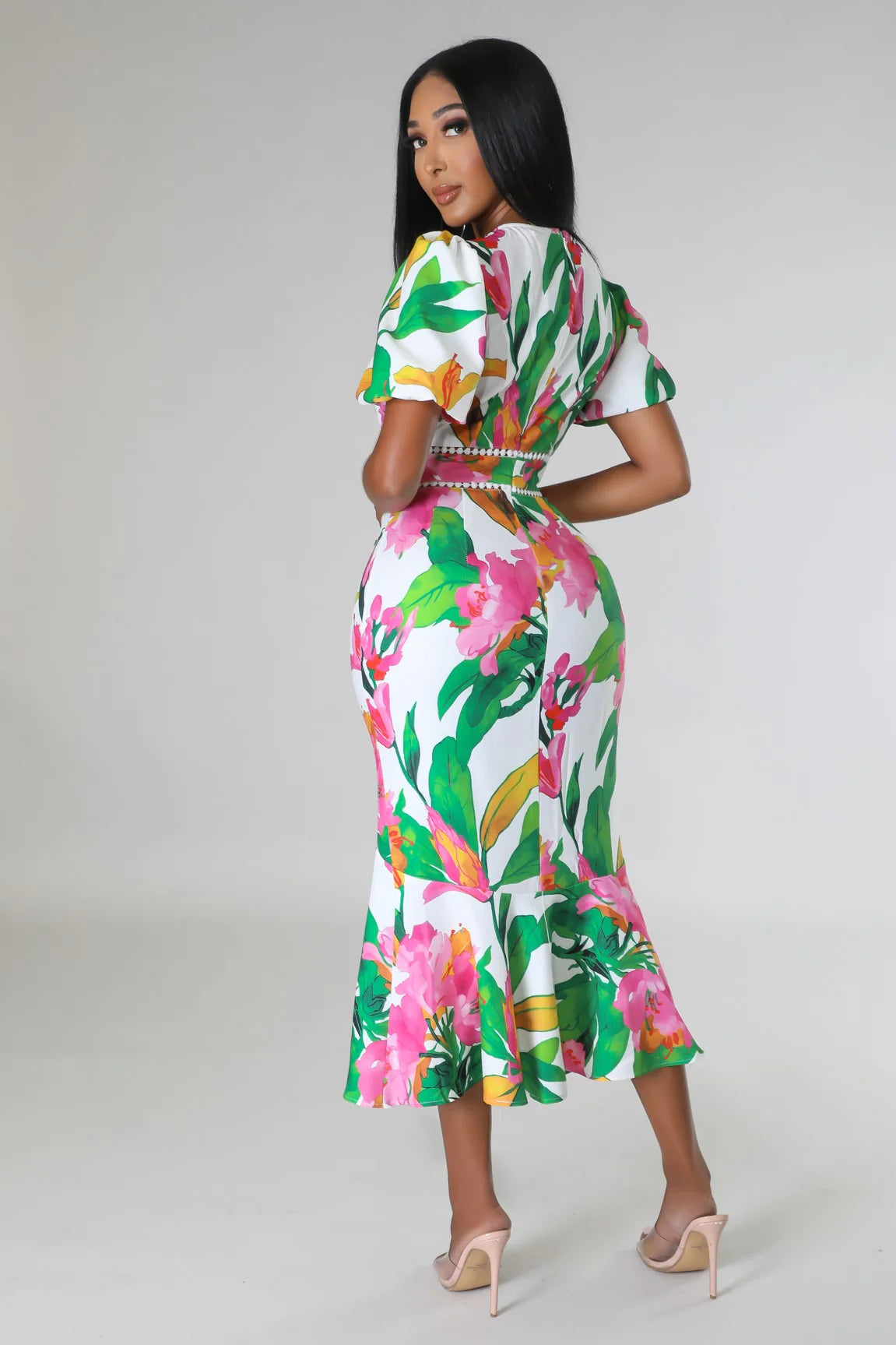 Blooming Beauty Floral Midi Dress Multicolor