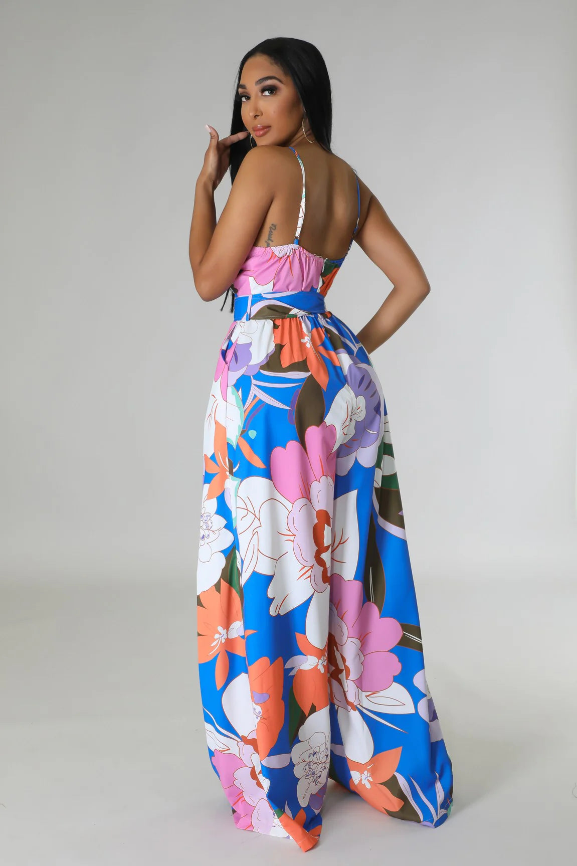 Ever Bloom Floral Jumpsuit Multi Blue - Ali’s Couture