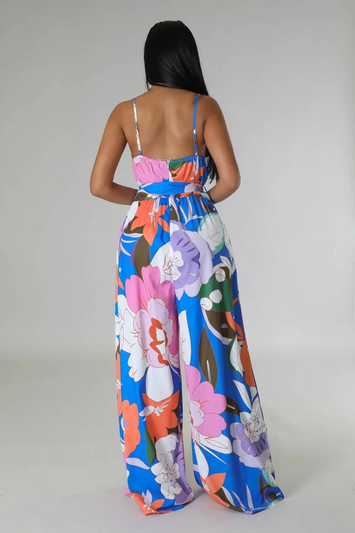 Ever Bloom Floral Jumpsuit Multi Blue - Ali’s Couture