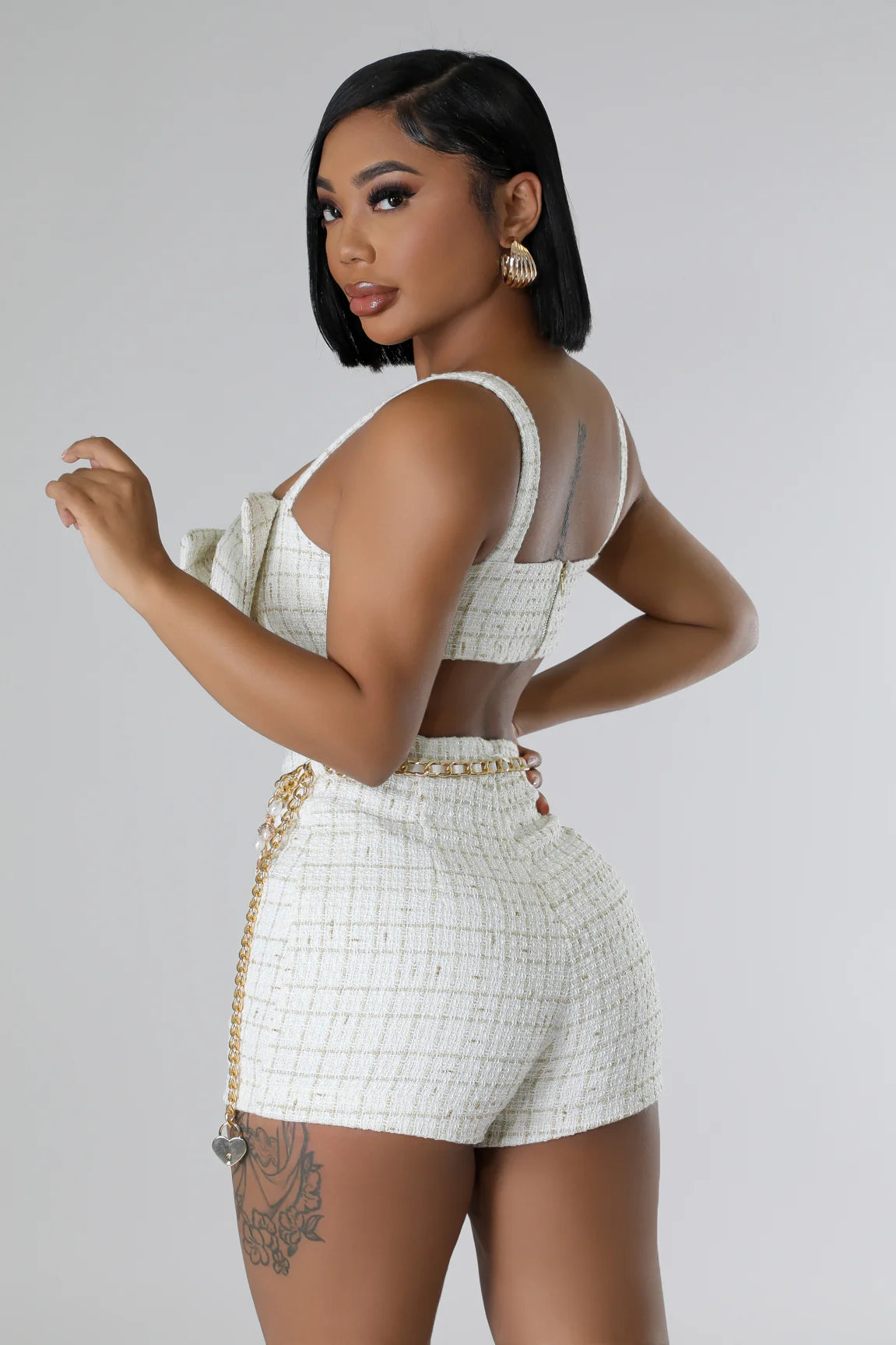Parkwood Tweed Short Set Ivory - Ali’s Couture