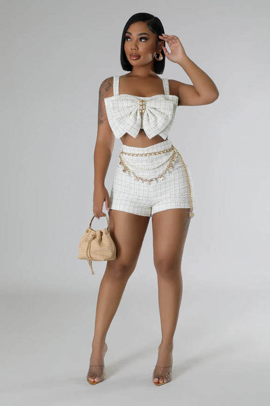 Parkwood Tweed Short Set Ivory - Ali’s Couture