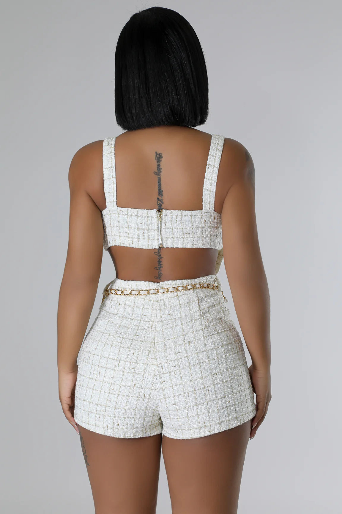 Parkwood Tweed Short Set Ivory - Ali’s Couture