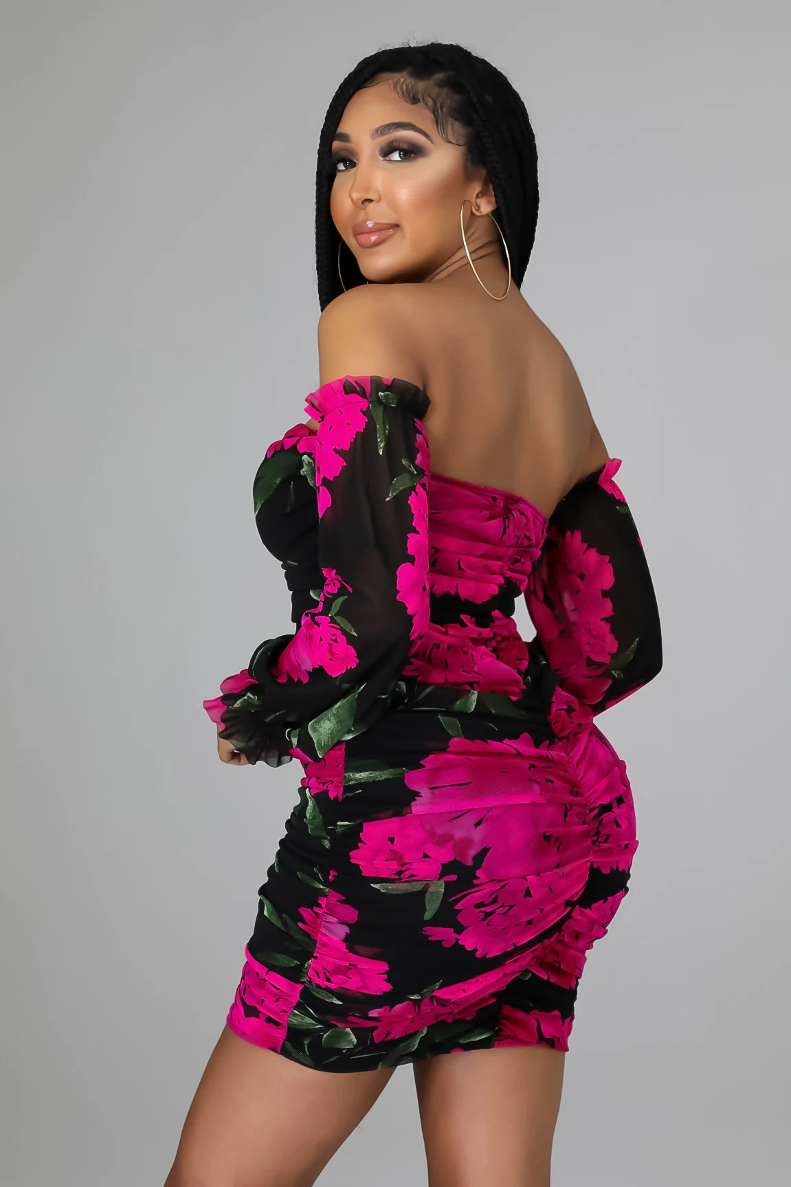 Petal Soft Floral Mini Dress Multi Black - Ali’s Couture