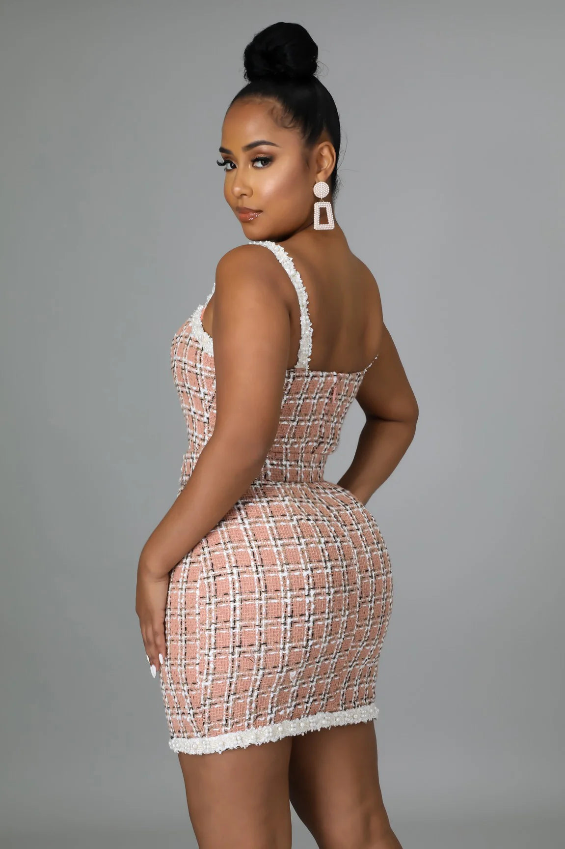 Icon Mode Tweed Mini Dress Pink - Ali’s Couture
