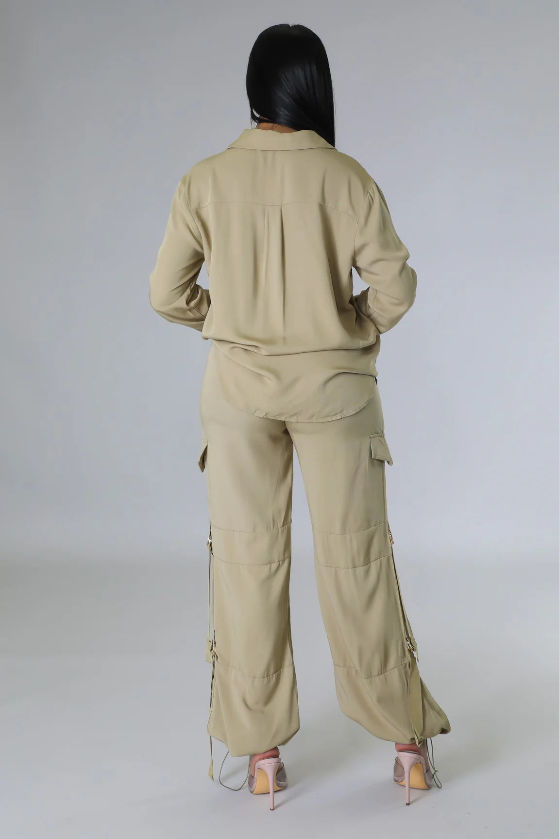 Urban Ease Cargo Pant Set Olive - Ali’s Couture