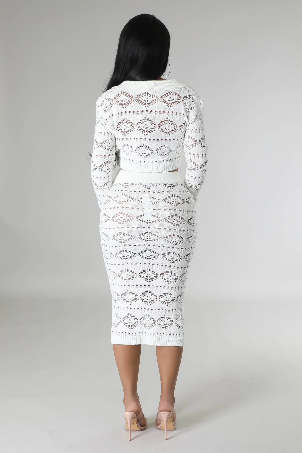 Gila Knit Skirt Set White - Ali’s Couture