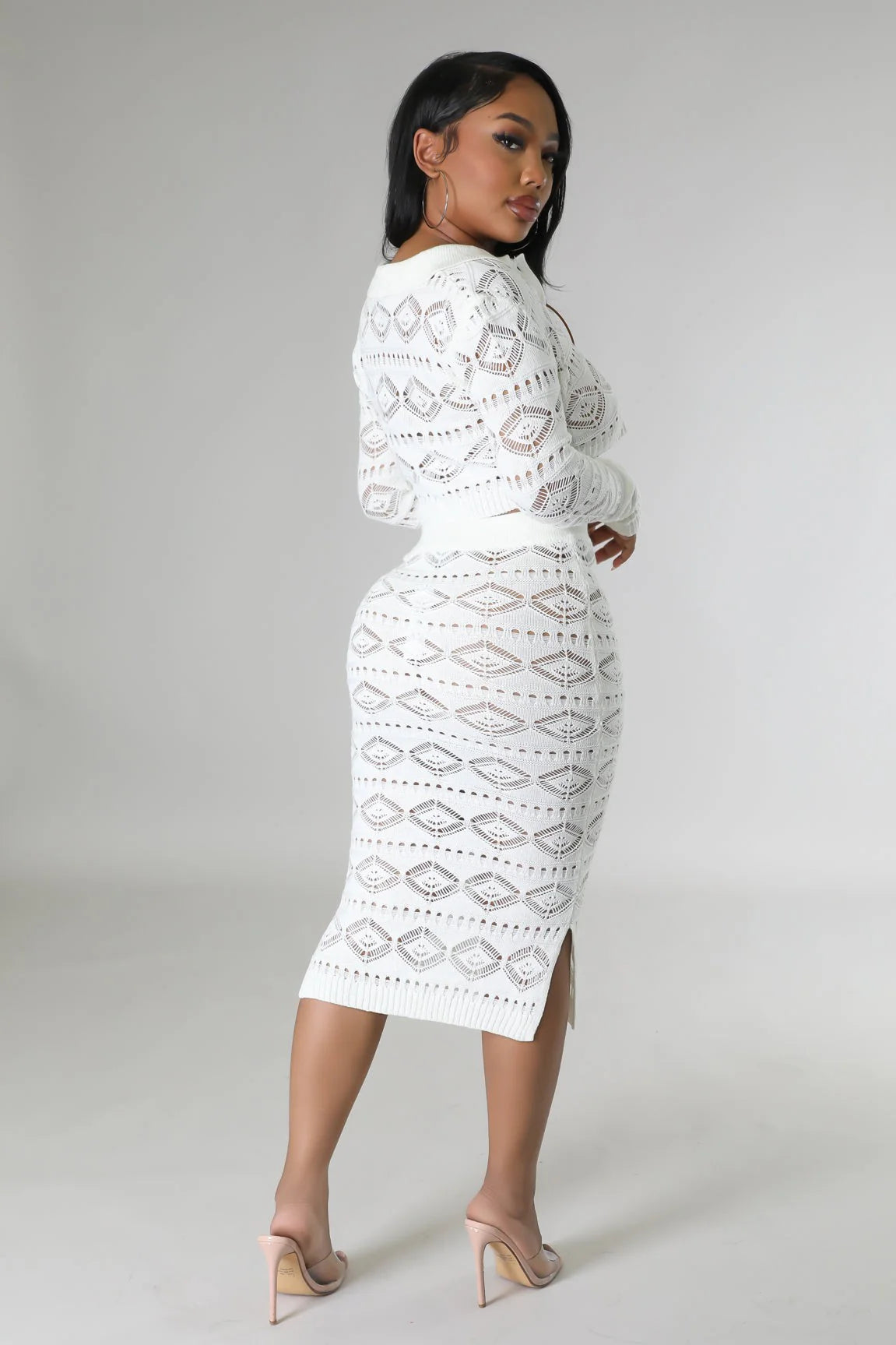Gila Knit Skirt Set White - Ali’s Couture