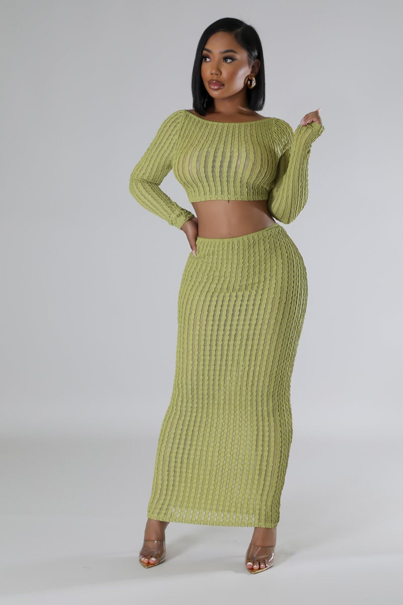 Jules Knit Skirt Set Lime - Ali’s Couture 