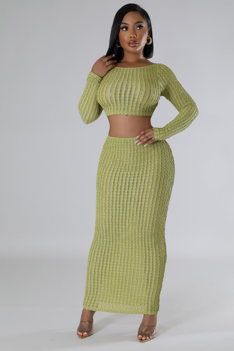 Jules Knit Skirt Set Lime - Ali’s Couture 