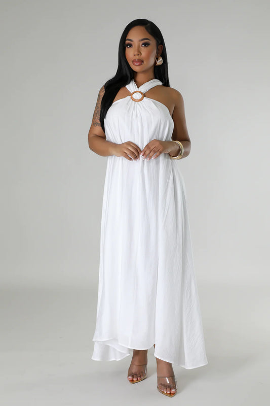 Pure Essence Linen Midi  Dress White - Ali’s Couture 